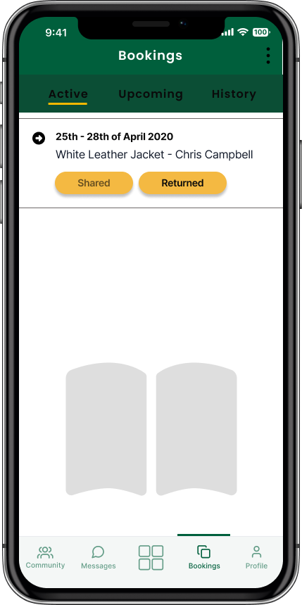 Open Closet bookings — active state