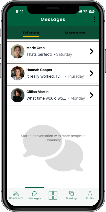 Open Closet messaging — message list
